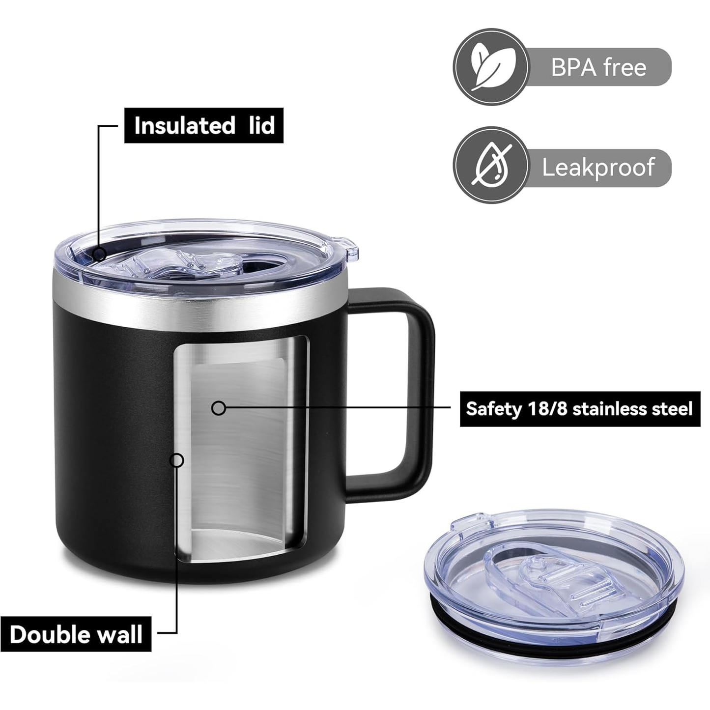 
                  
                    IP-PRO101-BLK - 14 oz Insulated Stainless Steel Coffee Mug with Handle - LASER ENGRAVED
                  
                